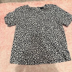 Ann Taylor Black and White Animal Print Blouse
